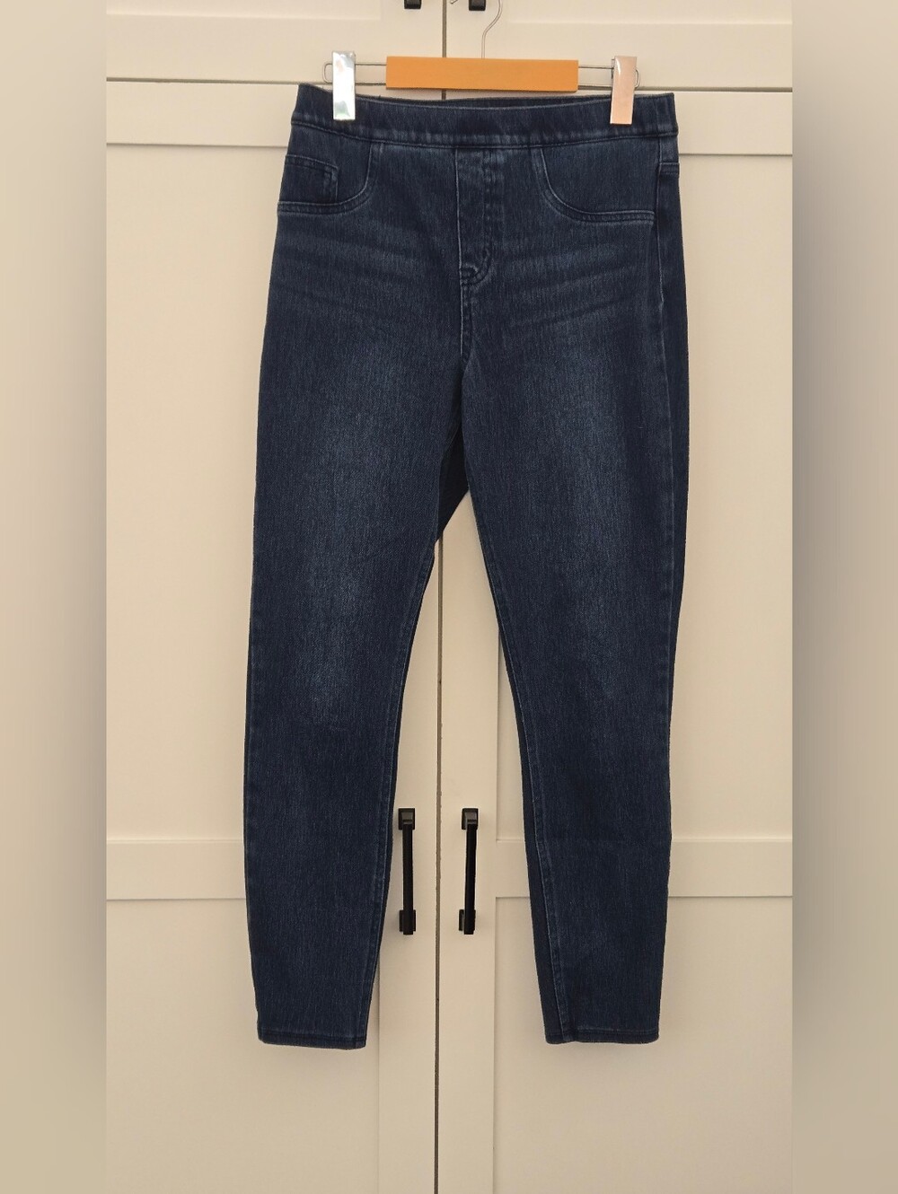 SPANX Jean-ish Pull On Ankle Denim Leggings Indigo Blue High-Rise Skinny Jeans M